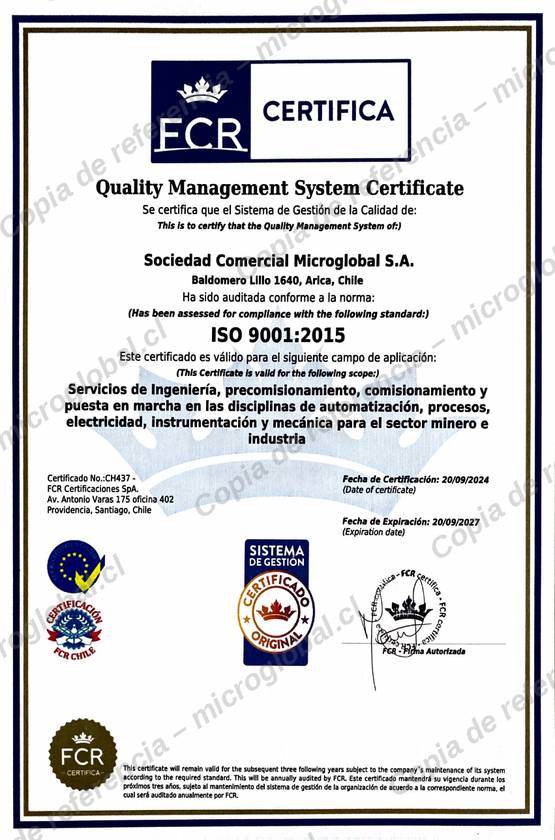 Certificado ISO 9001:2015